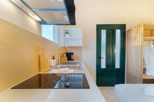 Woonvoorbeeld 2-kamerappartement Deluxe, tuinzicht