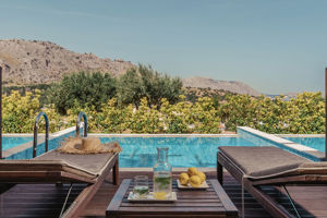 Woonvoorbeeld standaardkamer met prive zwembad