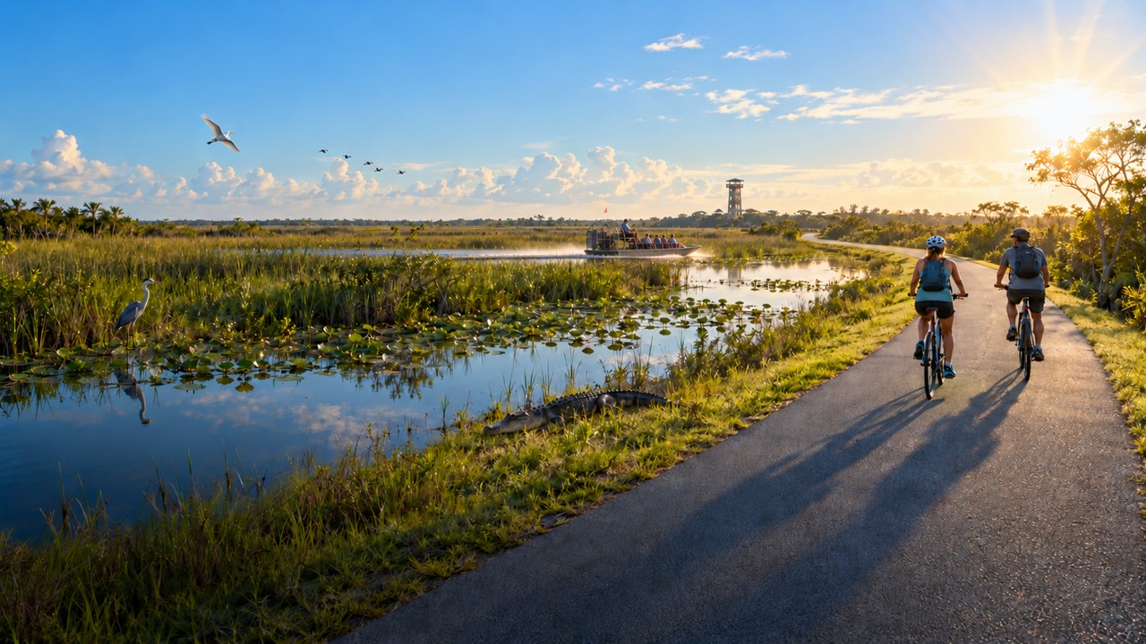 Everglades fietsen en airboat